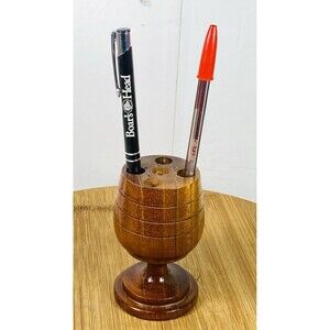 Vintage Wood Pencil Holder 4” Tall